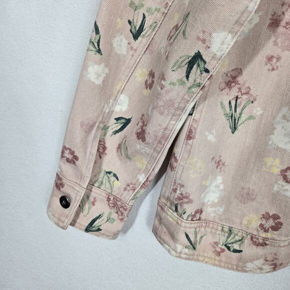 Lane Bryant Denim Jacket Sz 16 Pink Floral 100% Cotton Pockets Boho Cottagecore - Picture 9 of 15